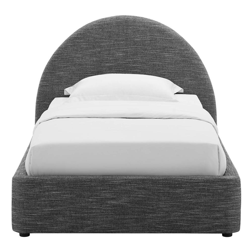 Resort Upholstered Fabric Arched Round Twin Platform Bed. Picture 4
