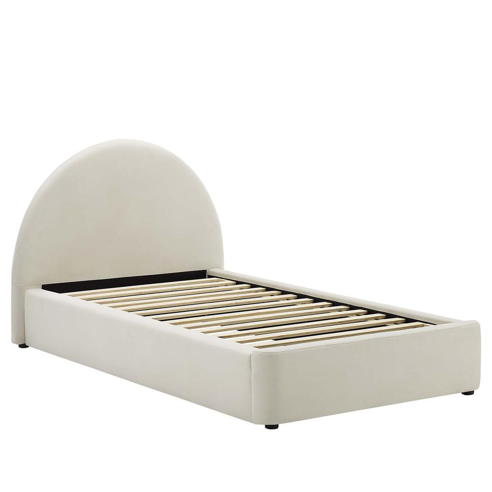 Resort Performance Velvet Arched Round Twin Platform Bed. Picture 2