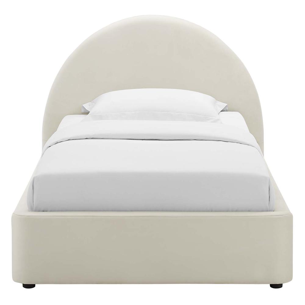 Resort Performance Velvet Arched Round Twin Platform Bed. Picture 4