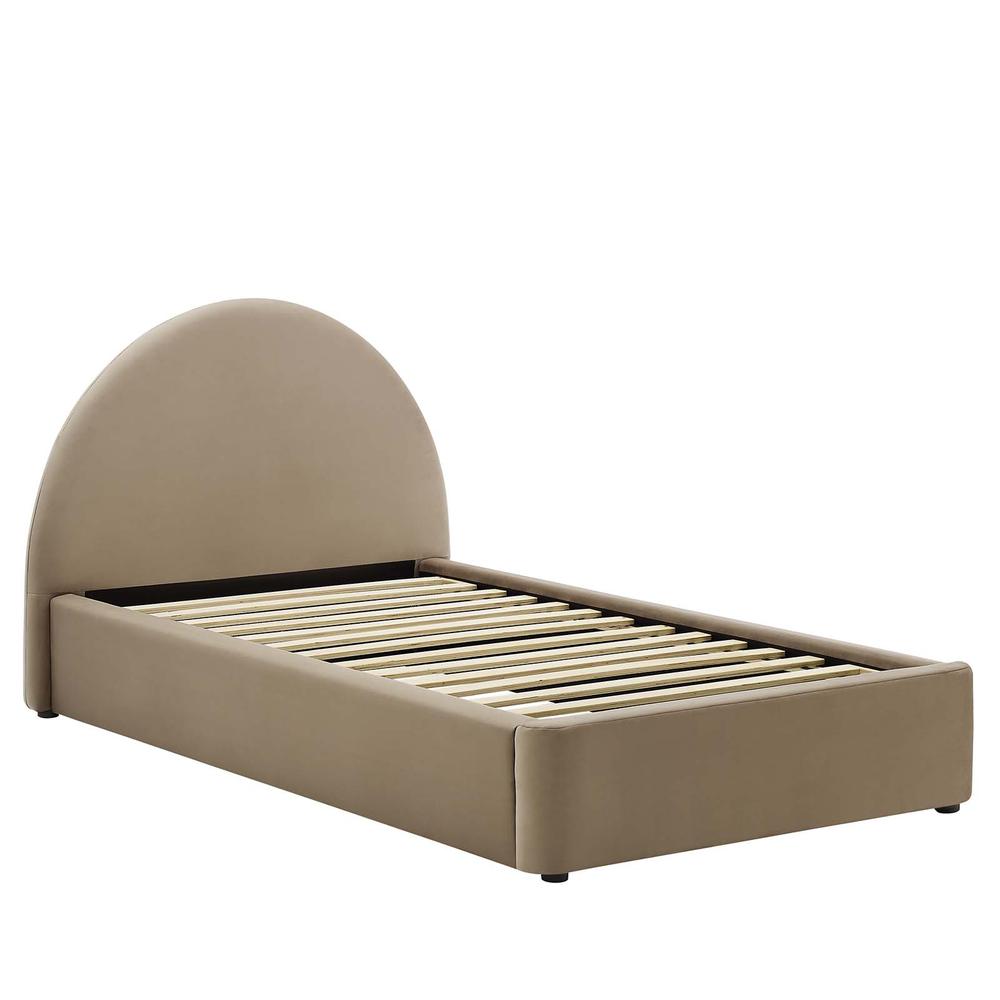 Resort Performance Velvet Arched Round Twin Platform Bed. Picture 2