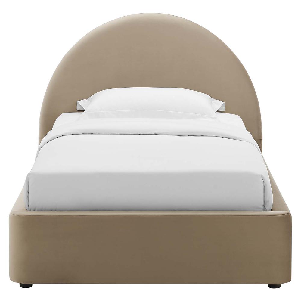 Resort Performance Velvet Arched Round Twin Platform Bed. Picture 4