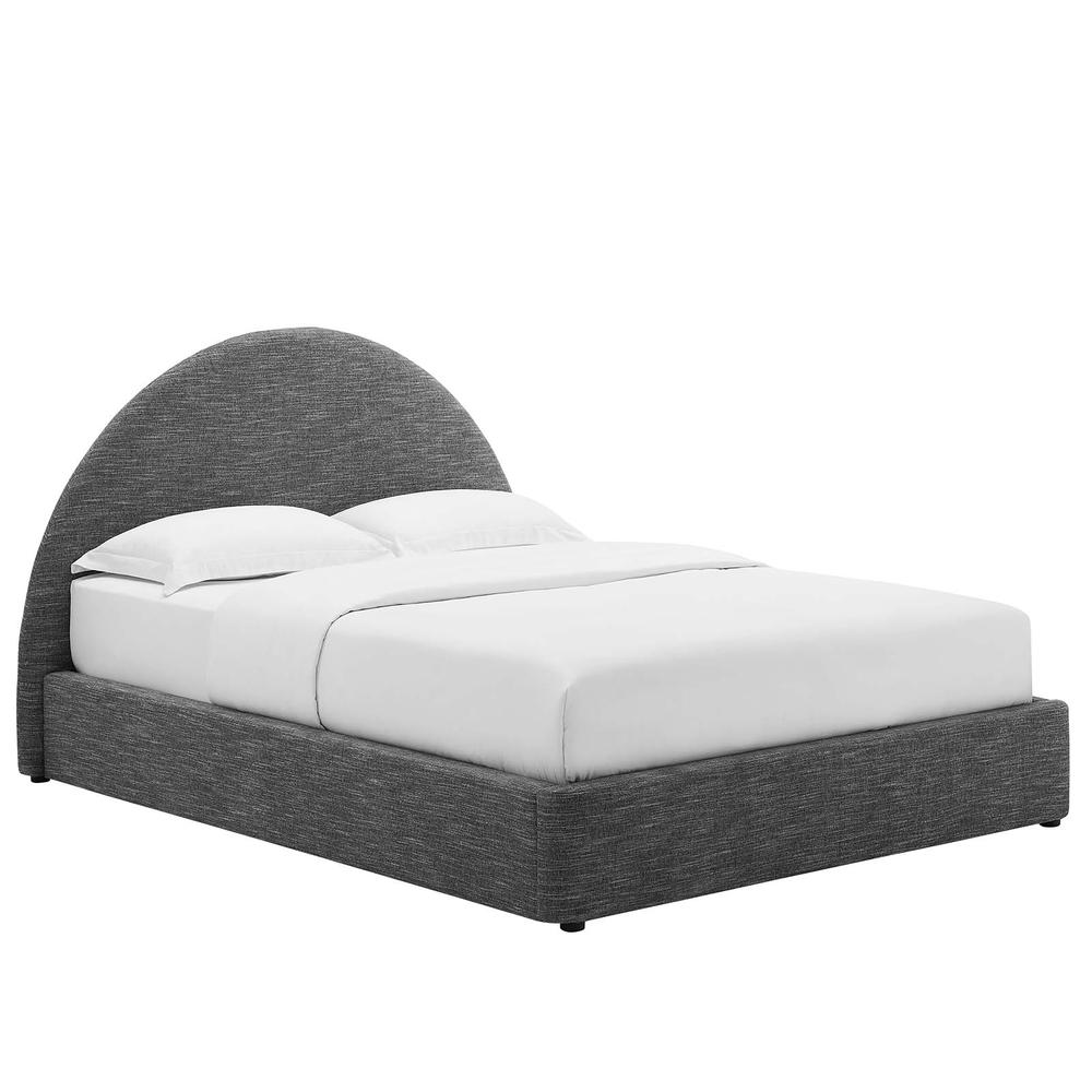 Resort Upholstered Fabric Arched Round Full Platform Bed. Picture 1