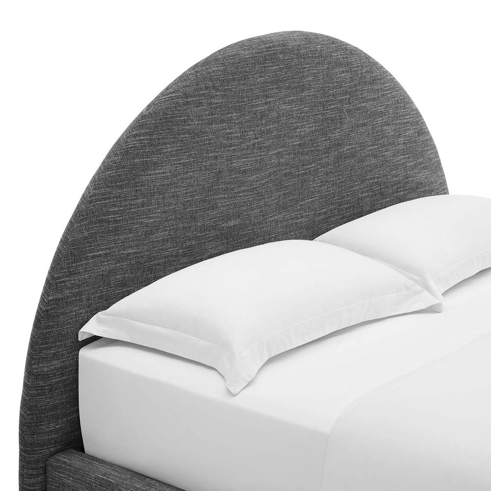 Resort Upholstered Fabric Arched Round Full Platform Bed. Picture 5