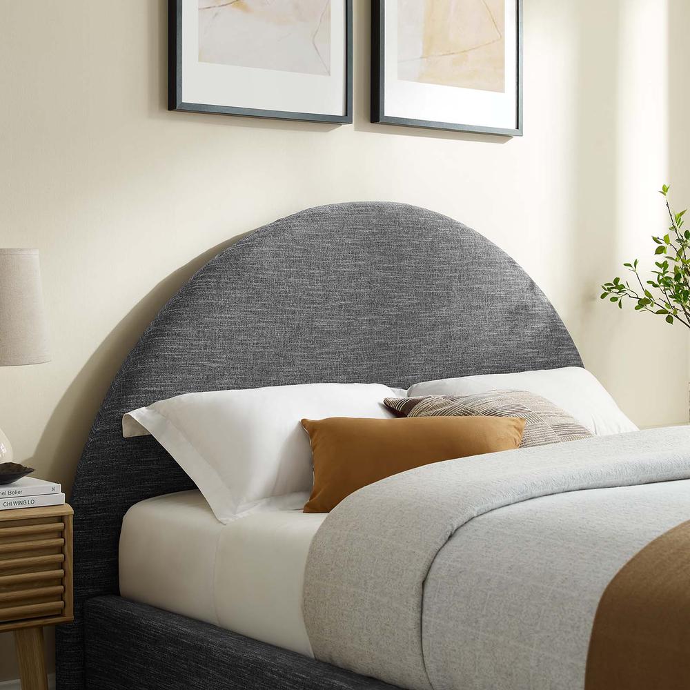 Resort Upholstered Fabric Arched Round Full Platform Bed. Picture 8
