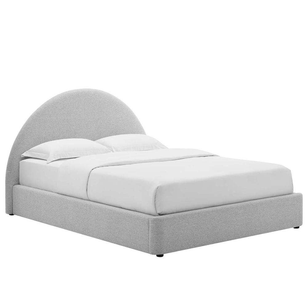Resort Upholstered Fabric Arched Round Queen Platform Bed. Picture 1