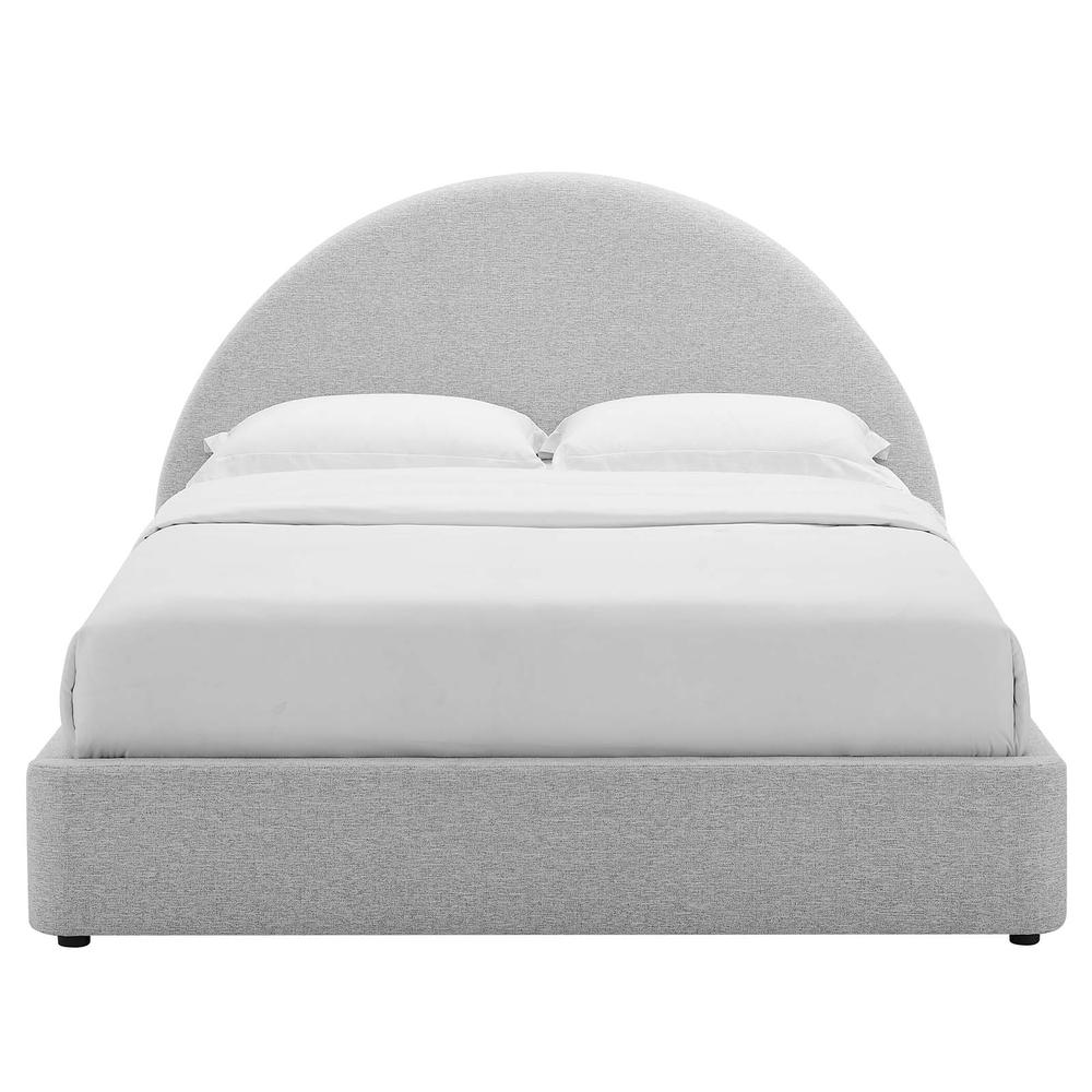 Resort Upholstered Fabric Arched Round Queen Platform Bed. Picture 4