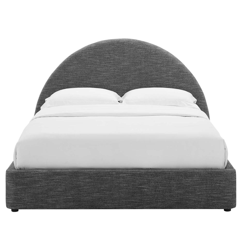 Resort Upholstered Fabric Arched Round King Platform Bed. Picture 4
