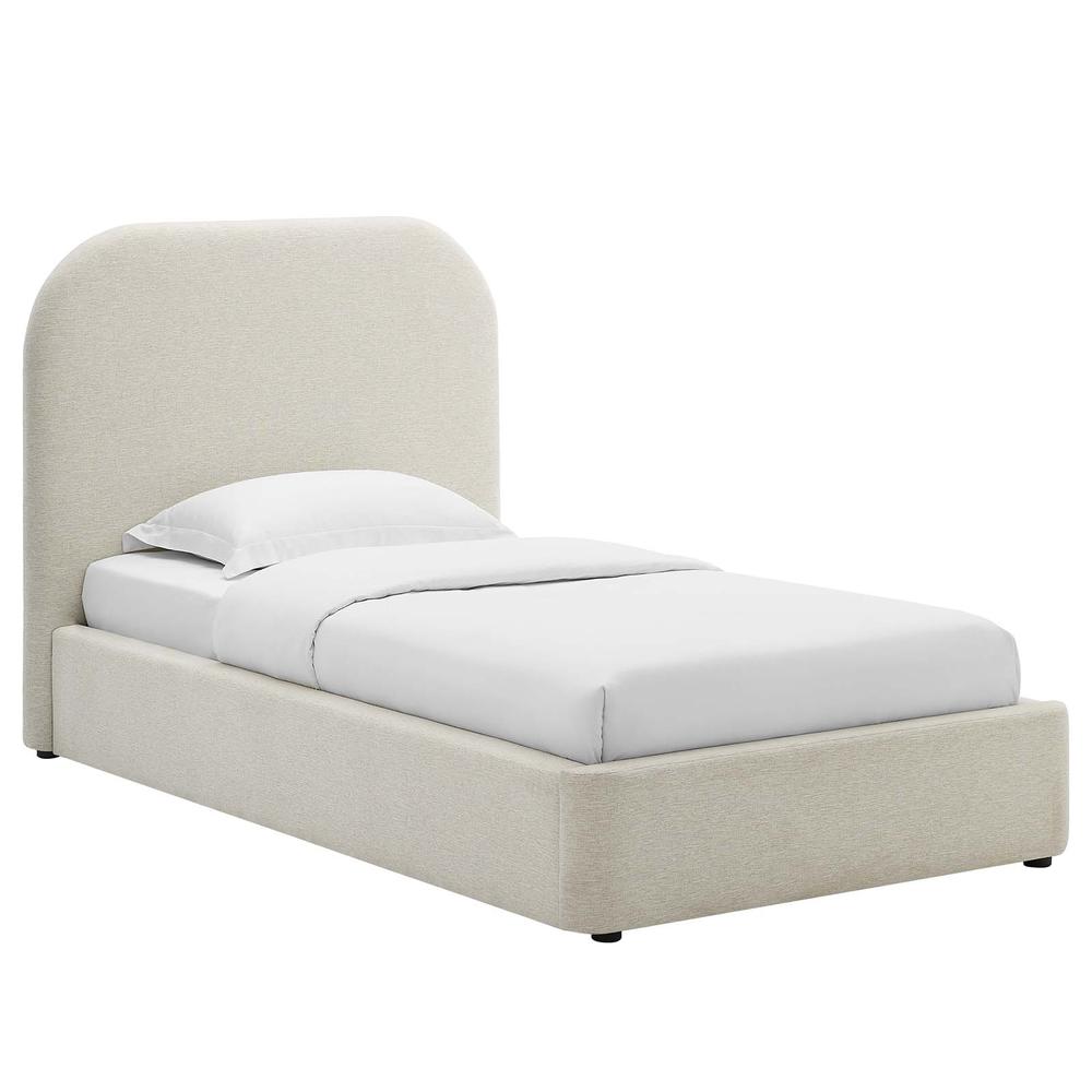 Keynote Upholstered Fabric Curved Twin Platform Bed. Picture 1