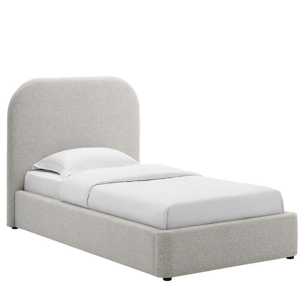 Keynote Upholstered Fabric Curved Twin Platform Bed. Picture 1