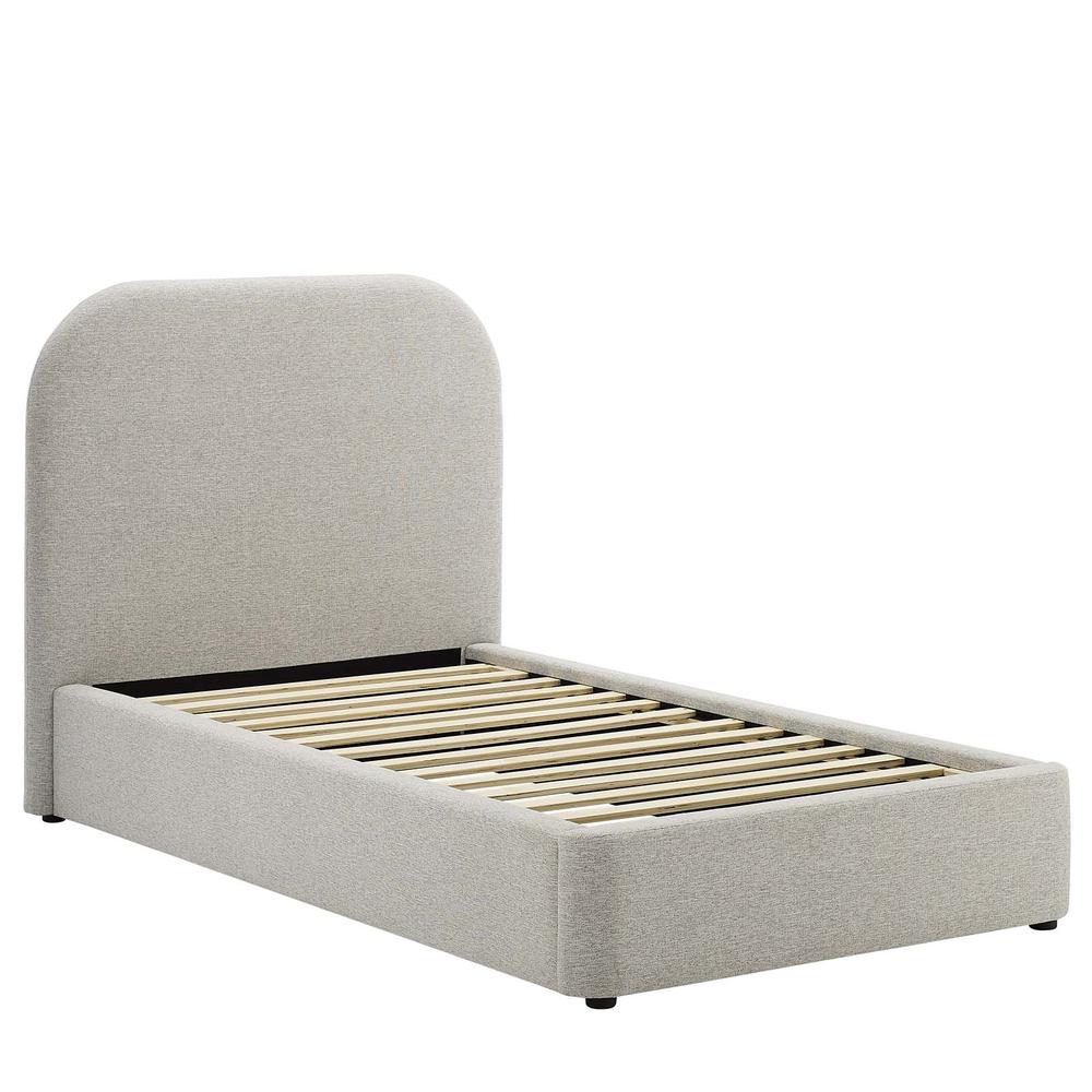 Keynote Upholstered Fabric Curved Twin Platform Bed. Picture 2