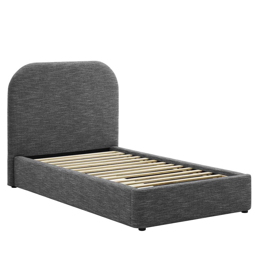 Keynote Upholstered Fabric Curved Twin Platform Bed. Picture 2