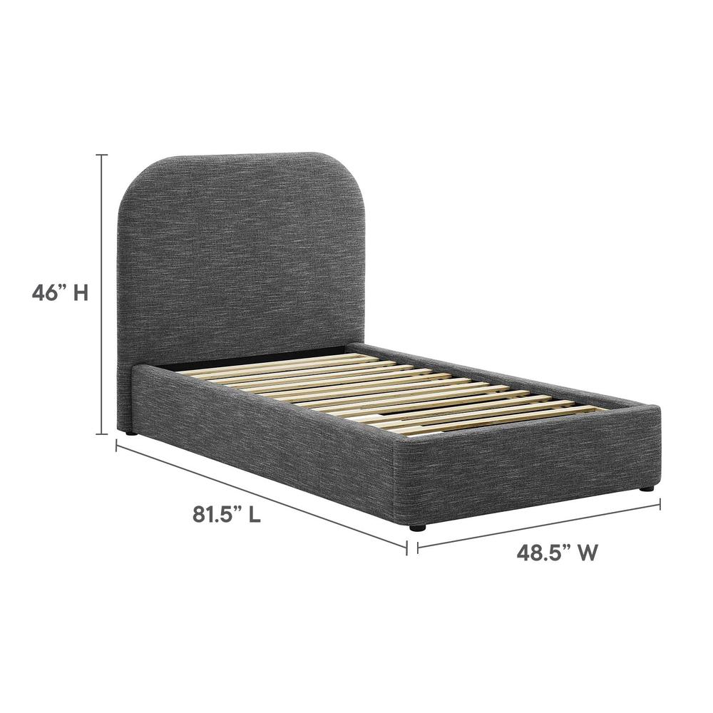 Keynote Upholstered Fabric Curved Twin Platform Bed. Picture 6