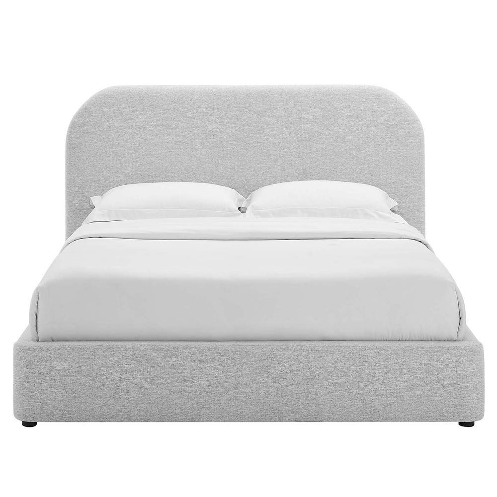 Keynote Upholstered Fabric Curved Full Platform Bed. Picture 4