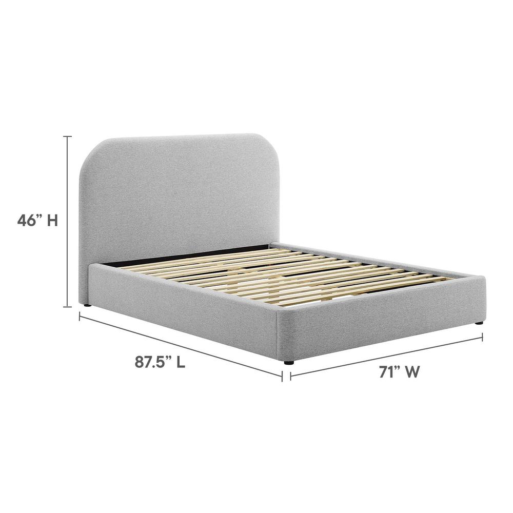 Keynote Upholstered Fabric Curved Queen Platform Bed. Picture 6