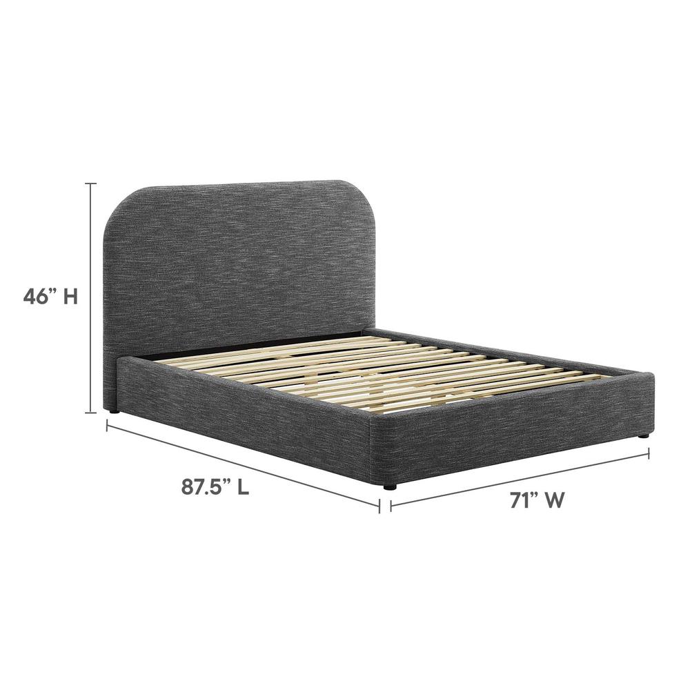 Keynote Upholstered Fabric Curved Queen Platform Bed. Picture 6