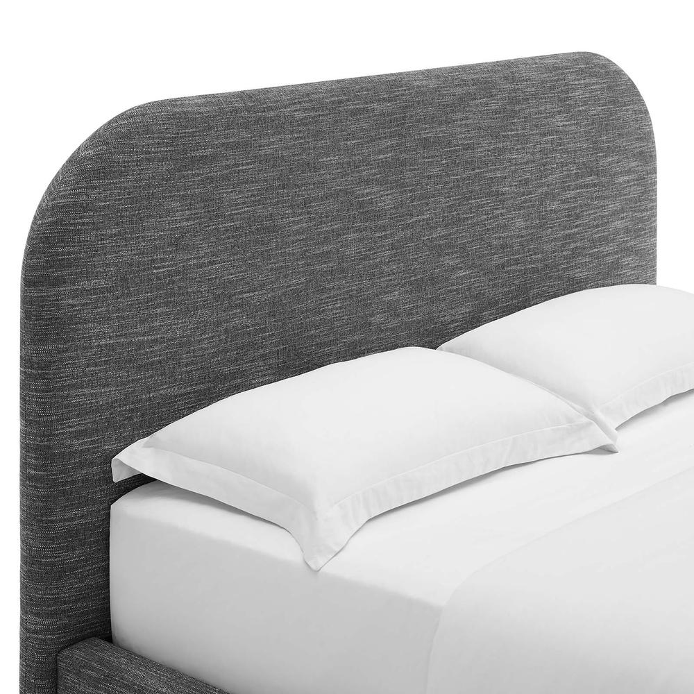 Keynote Upholstered Fabric Curved King Platform Bed. Picture 5