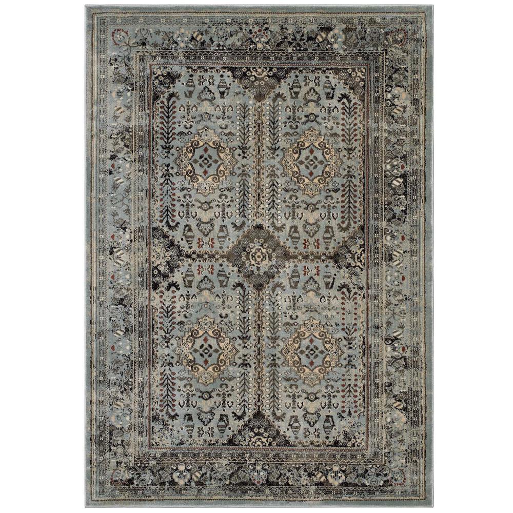 Enye Distressed Vintage Floral Lattice 5x8 Area Rug. The main picture.