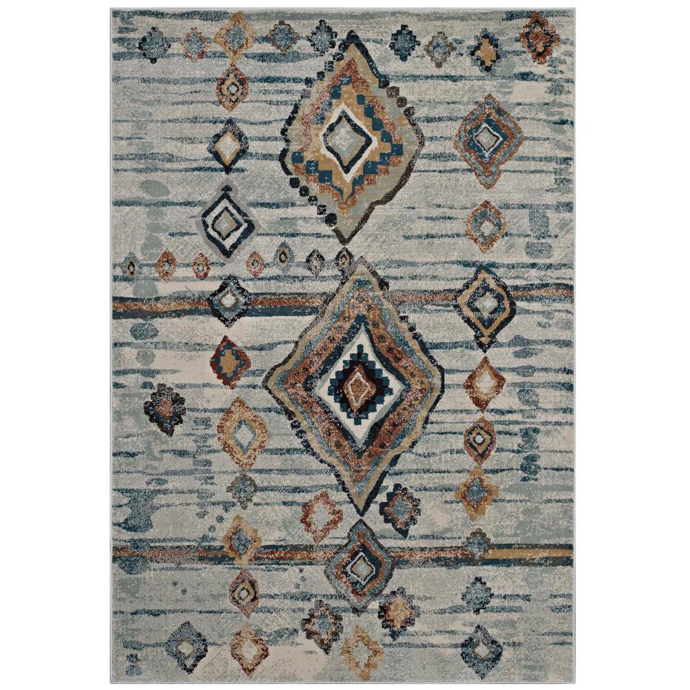 Jenica Distressed Moroccan Tribal Abstract Diamond 5x8 Area Rug. Picture 1
