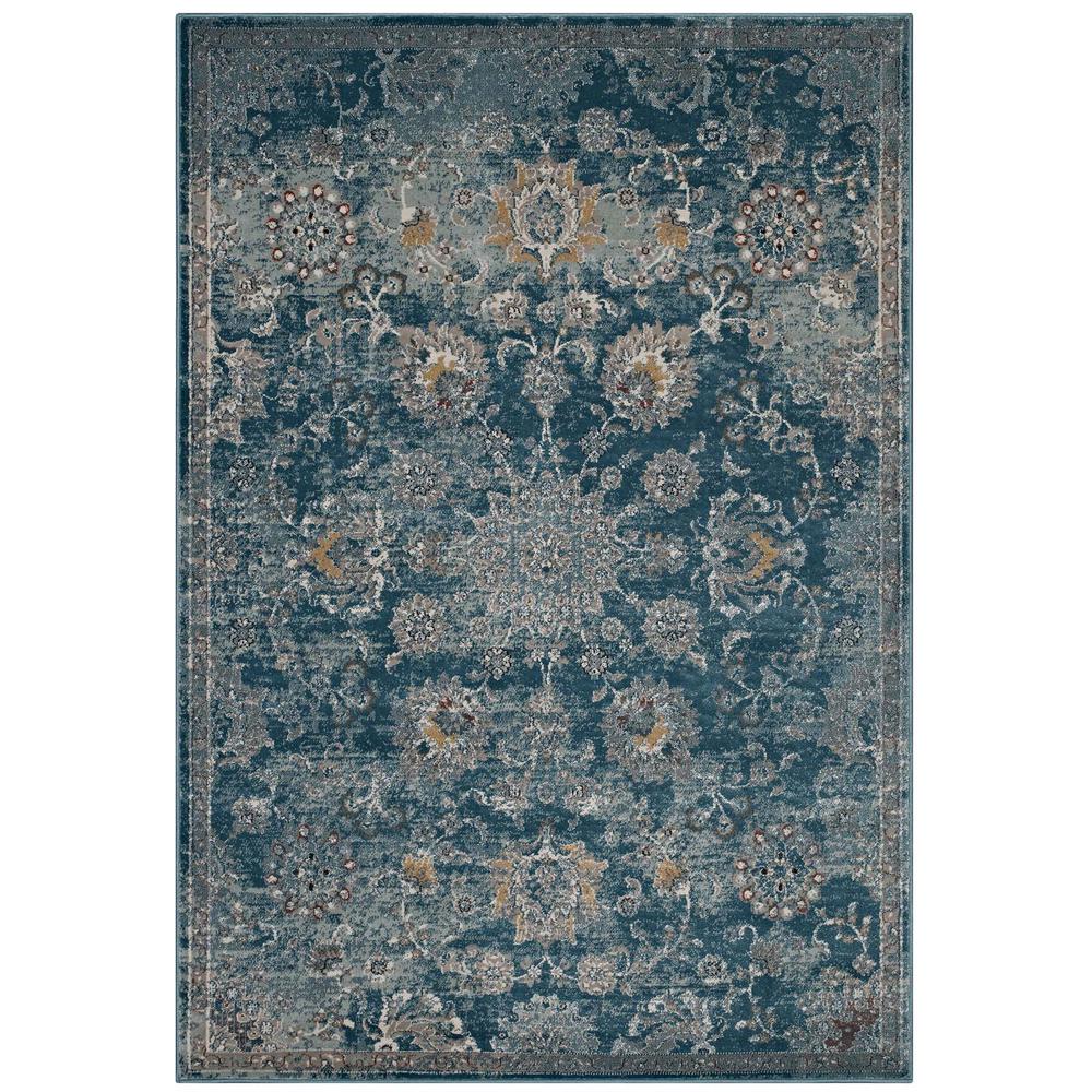 Cynara Distressed Floral Persian Medallion 5x8 Area Rug. The main picture.