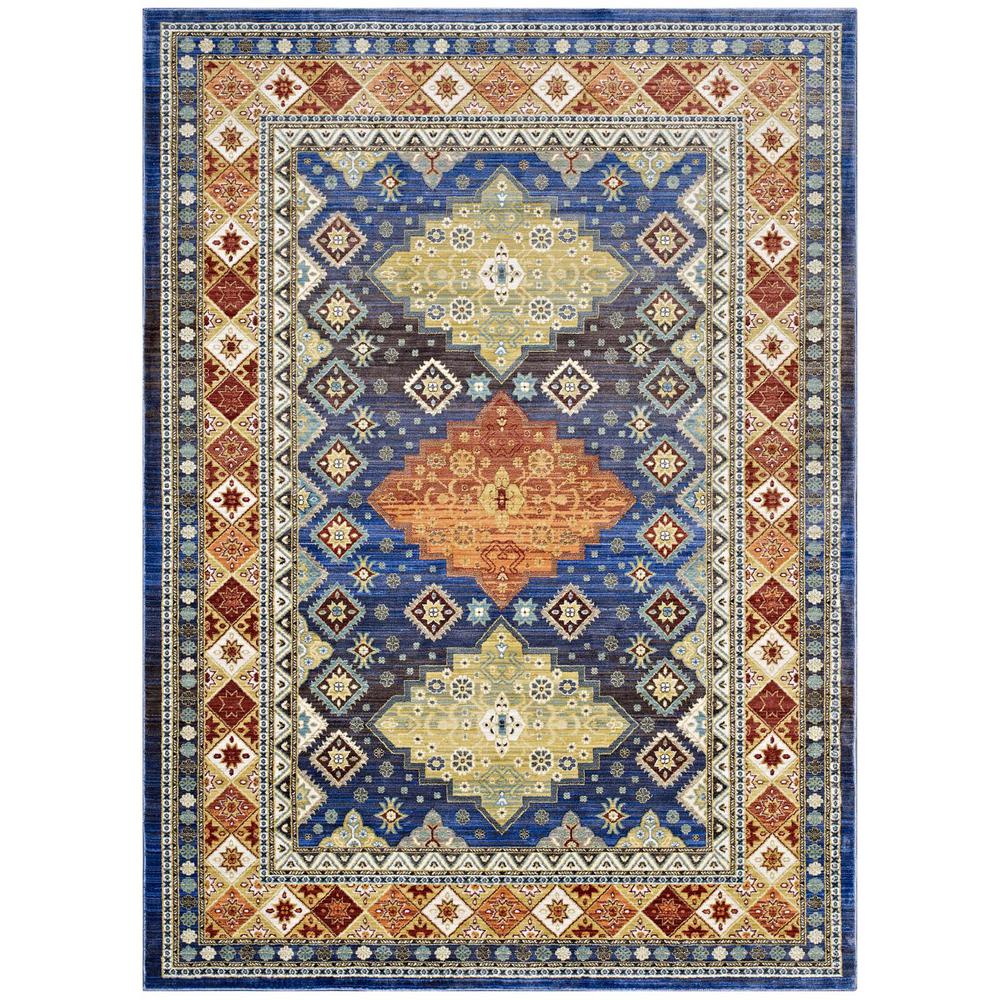 Atzi  Distressed 
Southwestern Diamond Floral 4x6 Area Rug. The main picture.