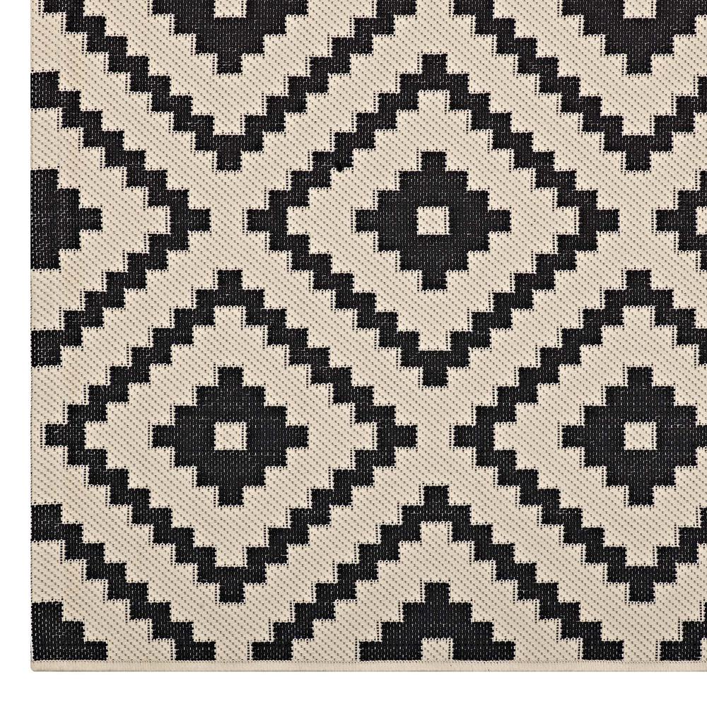 Perplex Geometric Diamond Trellis 9x12 Indoor and Outdoor Area Rug - Black and Beige R-1134A-912. Picture 2
