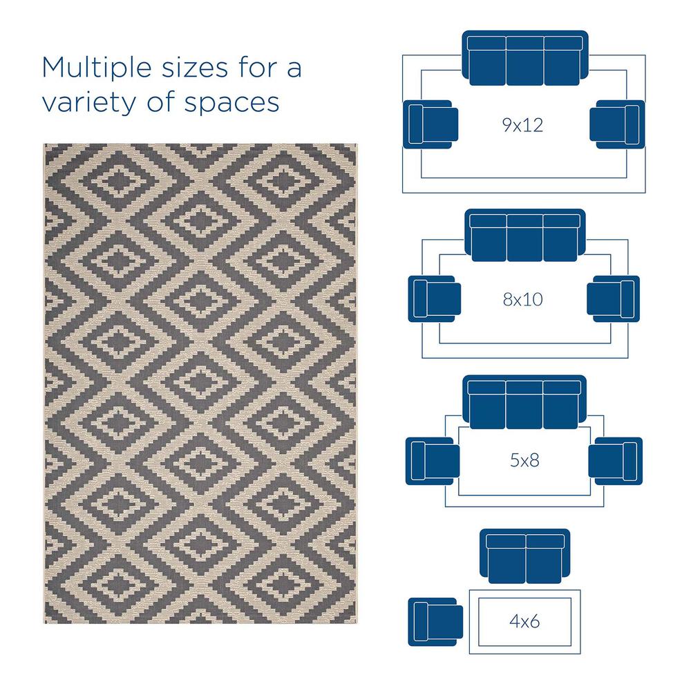 Jagged Geometric Diamond Trellis 9x12 Indoor and Outdoor Area Rug. Picture 4