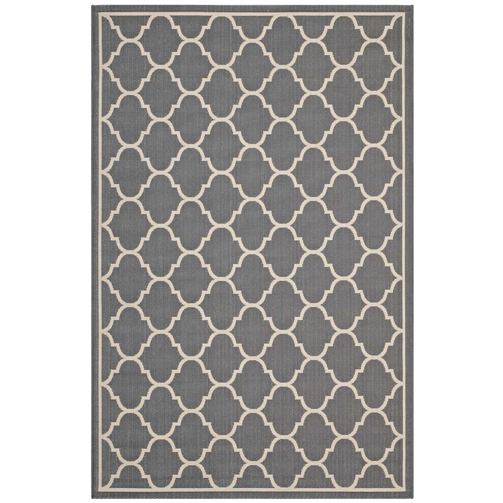 Avena Moroccan Quatrefoil Trellis 9x12 Indoor and Outdoor Area Rug - Gray and Beige R-1137B-912. The main picture.