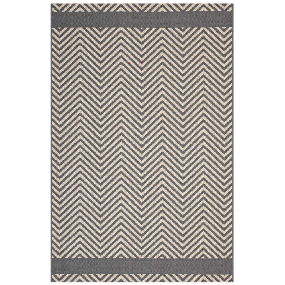 Optica Chevron With End Borders 5x8 Indoor and Outdoor Area Rug. Picture 1
