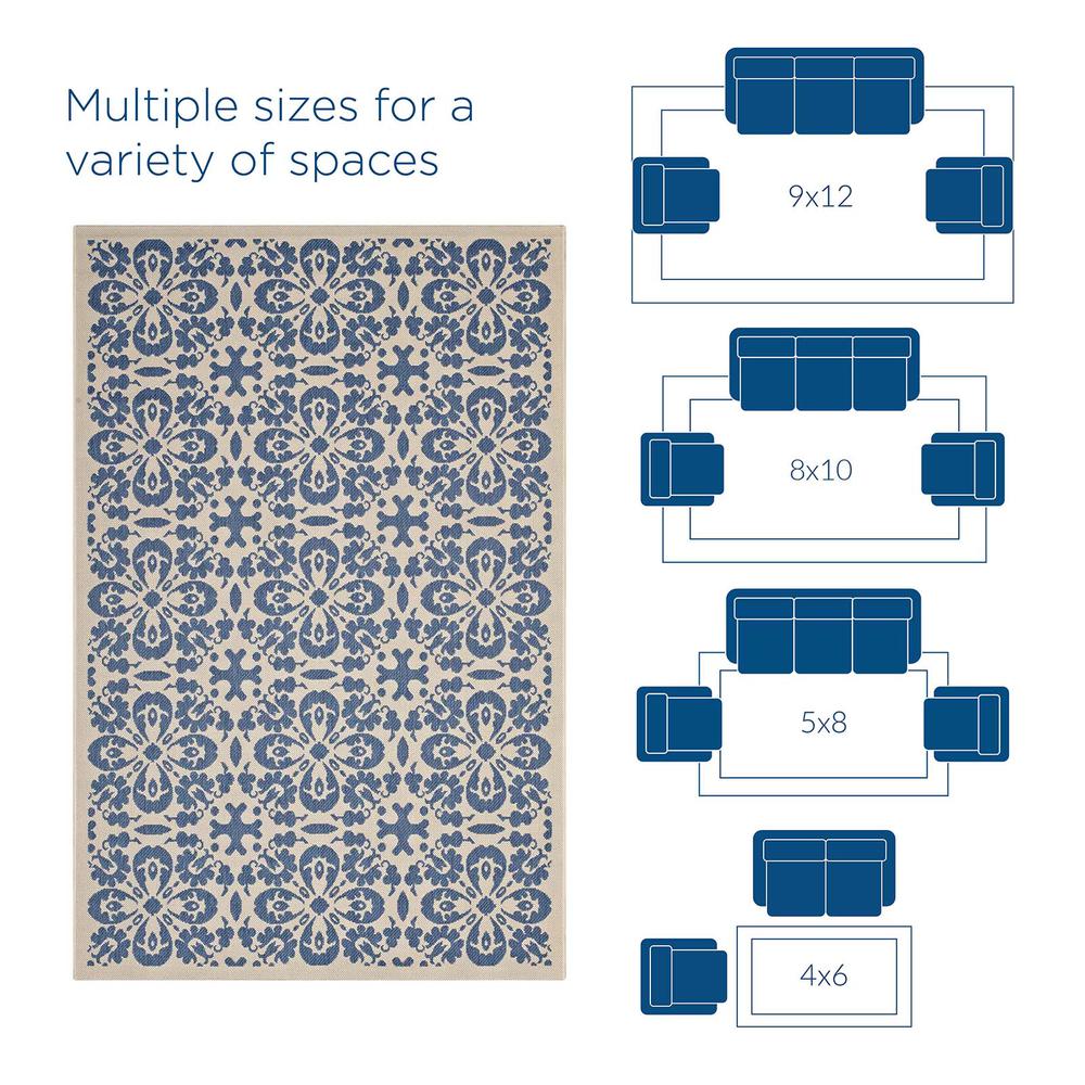 Ariana Vintage Floral Trellis 9x12 Indoor and Outdoor Area Rug. Picture 5