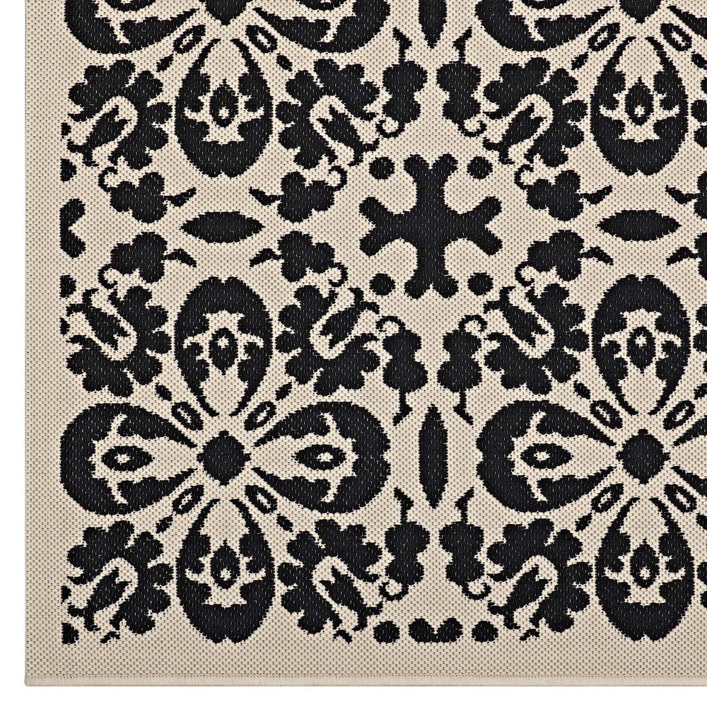 Ariana Vintage Floral Trellis 4x6 Indoor and Outdoor Area Rug - Black and Beige R-1142E-46. Picture 2
