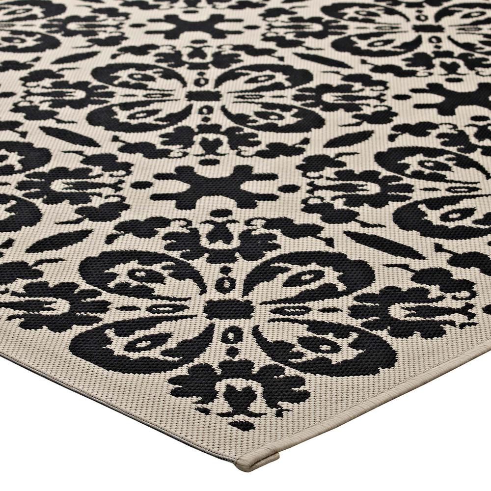 Ariana Vintage Floral Trellis 4x6 Indoor and Outdoor Area Rug - Black and Beige R-1142E-46. Picture 3