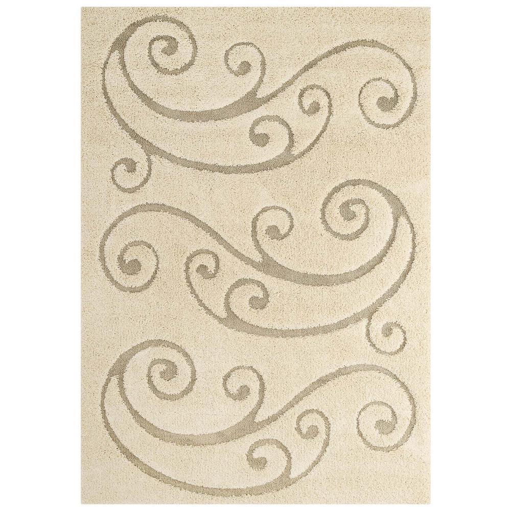 Jubilant Sprout Scrolling Vine 8x10 Shag Area Rug. Picture 1