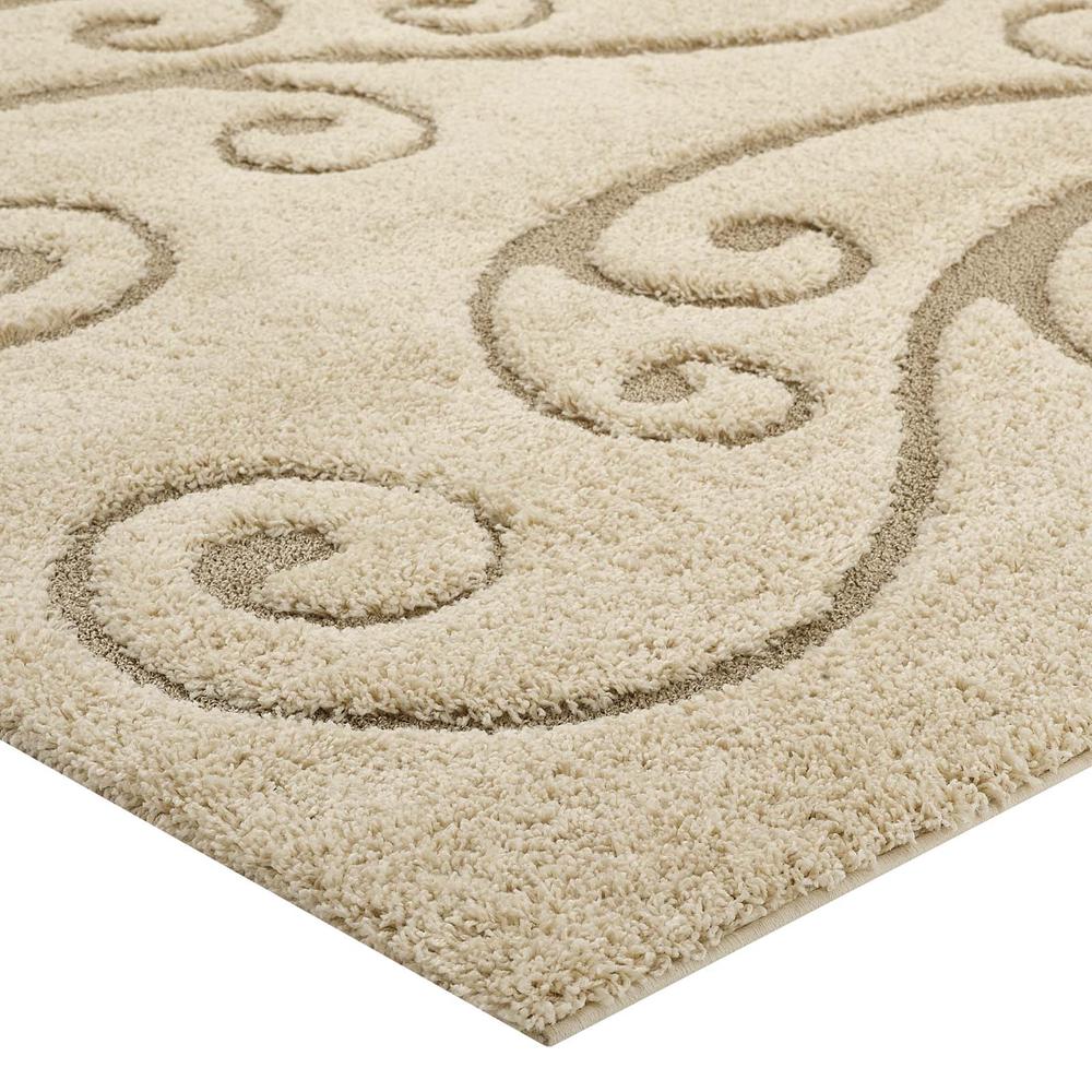 Jubilant Sprout Scrolling Vine 8x10 Shag Area Rug. Picture 3