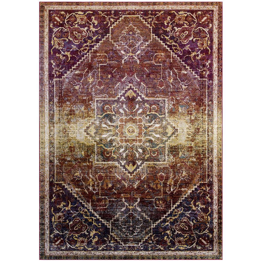 Transitional Distressed Vintage Floral Persian Medallion 8x10 Area Rug. The main picture.
