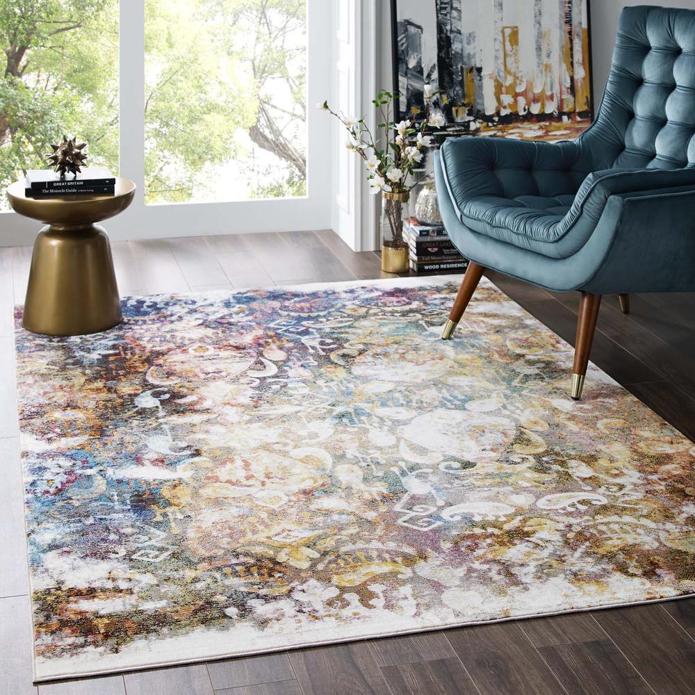 Success Jayla Transitional Distressed Vintage Floral Moroccan Trellis 4x6 Area Rug - Multicolored R-1160A-46. Picture 8
