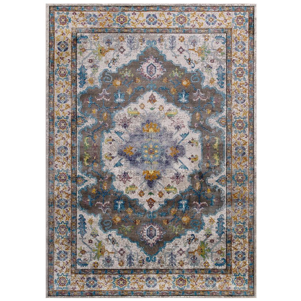 Success Anisah Distressed Floral Vintage Medallion 5x8 Area Rug. Picture 1