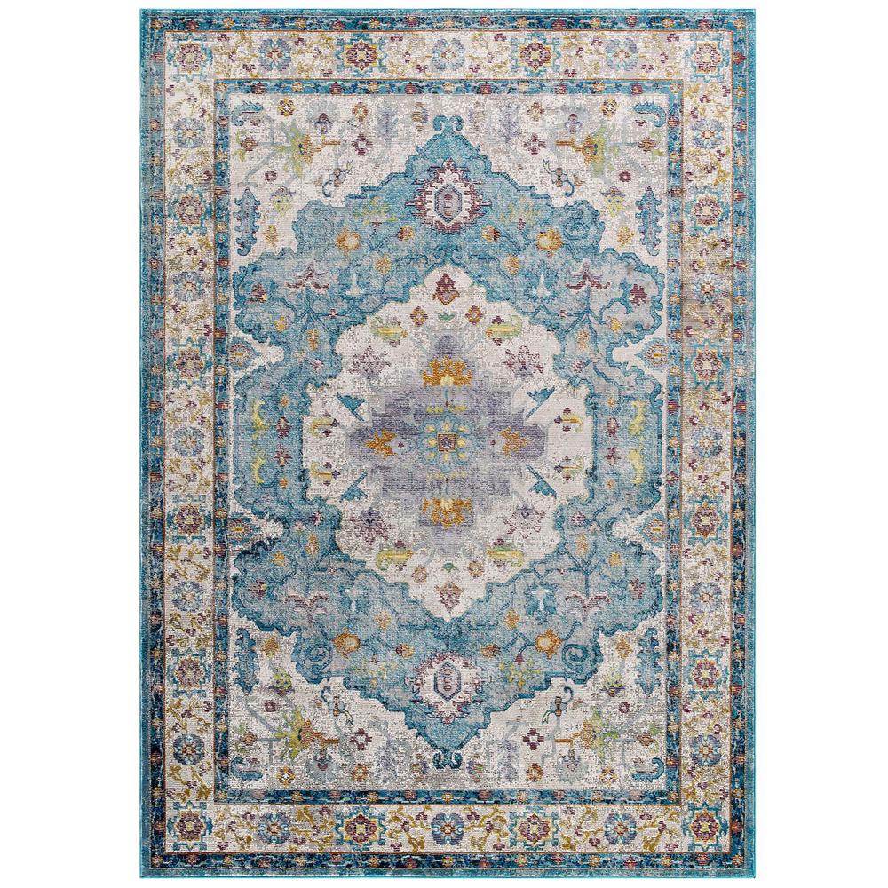 Success Anisah Distressed Floral Vintage Medallion 5x8 Area Rug. Picture 1