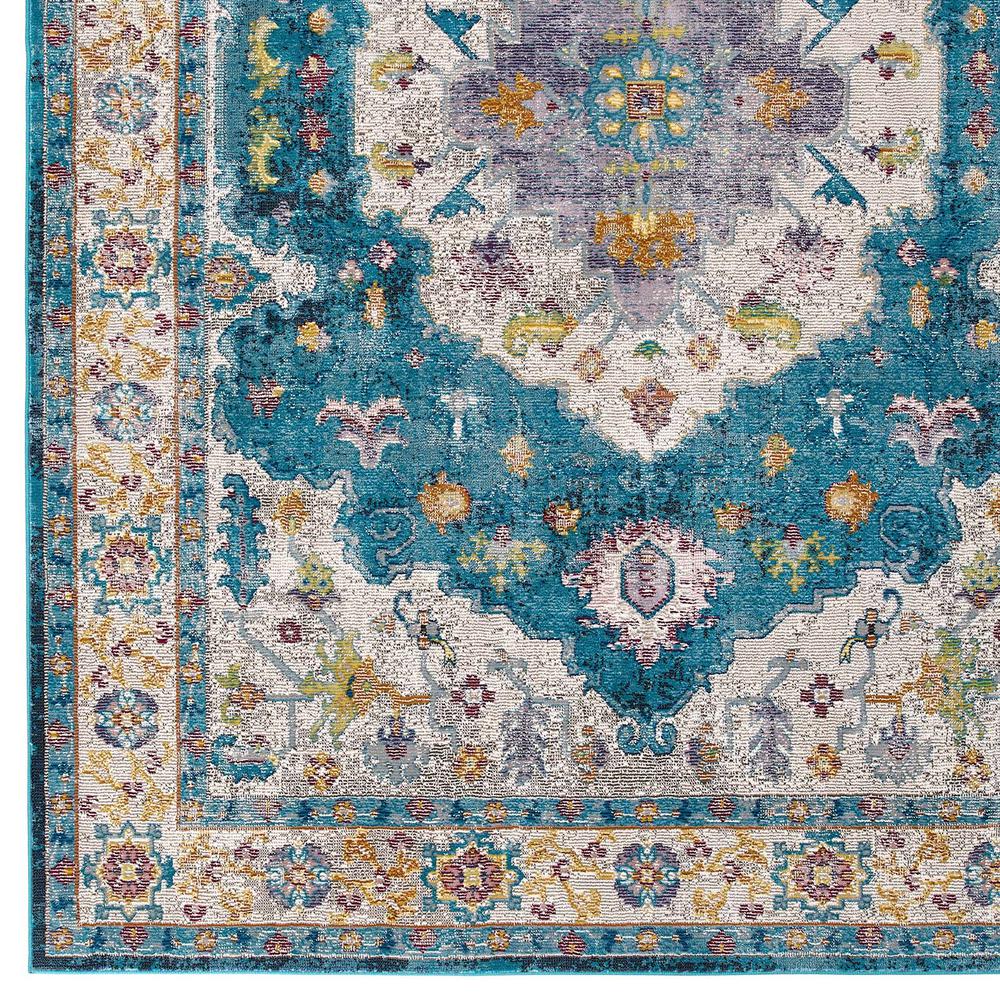 Success Anisah Distressed Floral Persian Medallion 4x6 Area Rug - Blue, Ivory, Yellow, Orange R-1163C-46. Picture 2