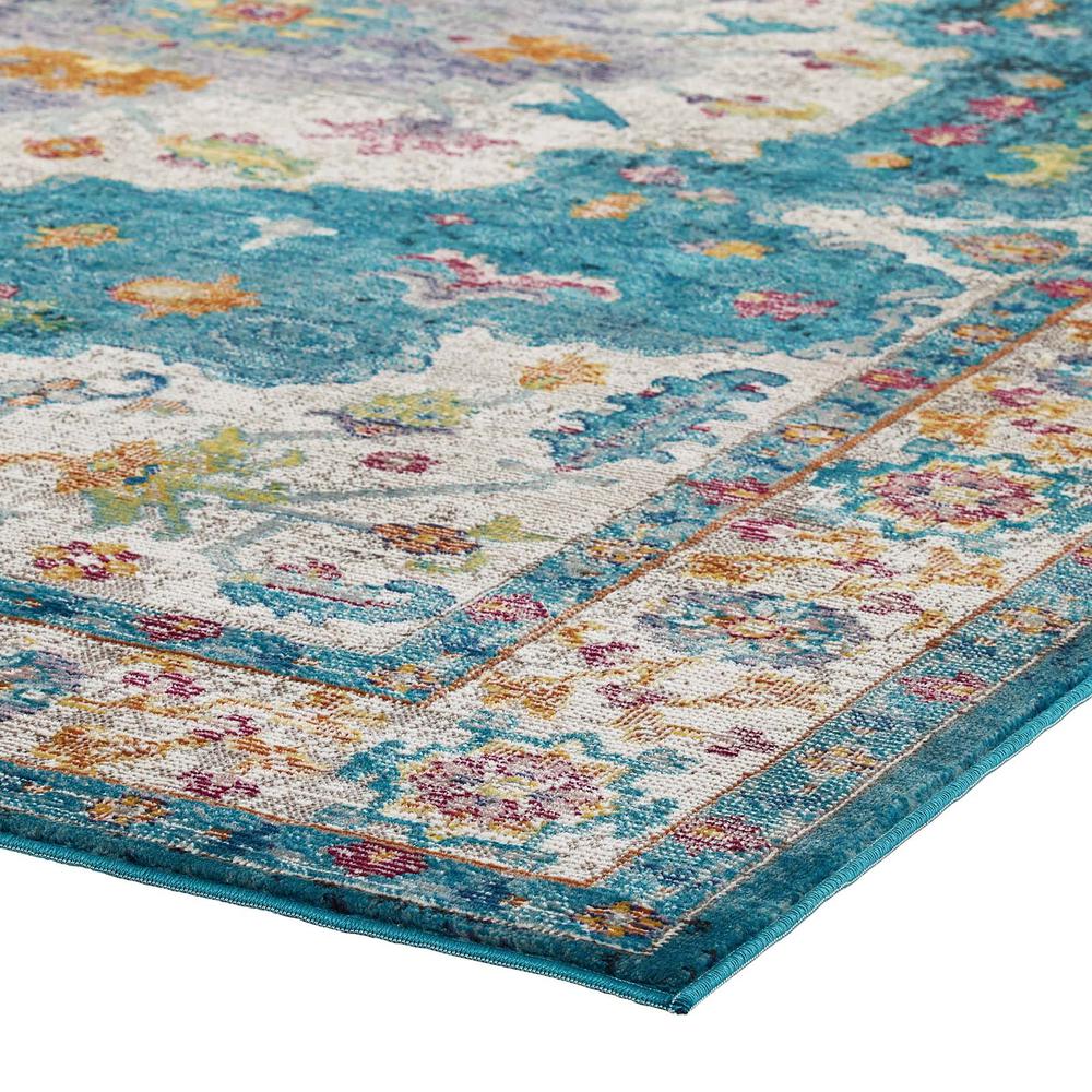 Success Anisah Distressed Floral Persian Medallion 4x6 Area Rug - Blue, Ivory, Yellow, Orange R-1163C-46. Picture 3