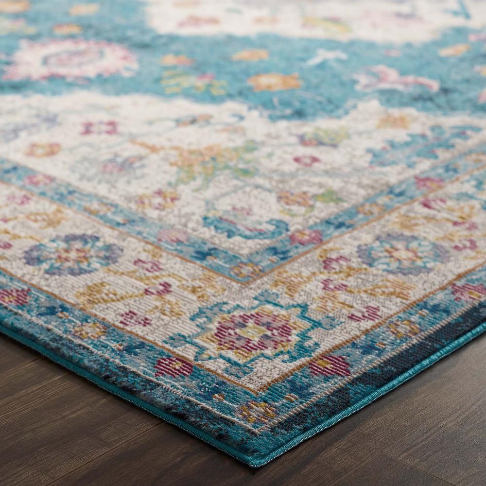 Success Anisah Distressed Floral Persian Medallion 4x6 Area Rug - Blue, Ivory, Yellow, Orange R-1163C-46. Picture 5