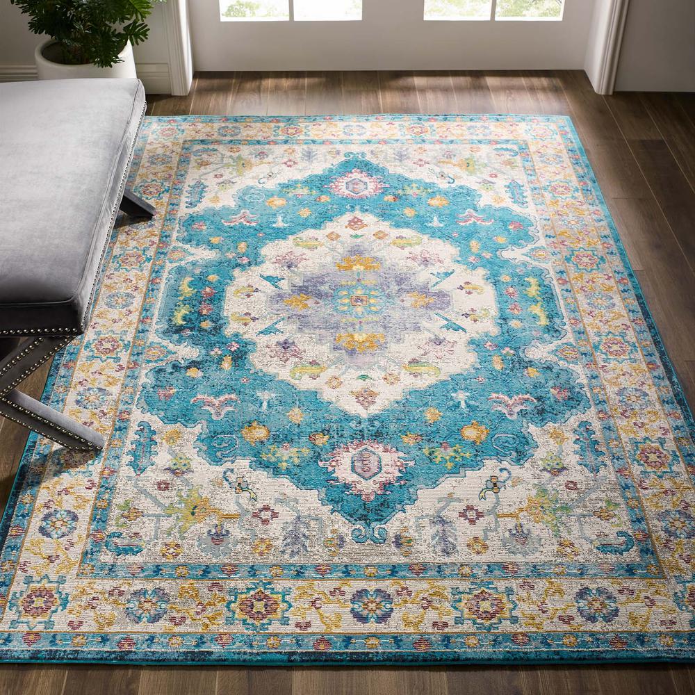 Success Anisah Distressed Floral Persian Medallion 5x8 Area Rug. Picture 8