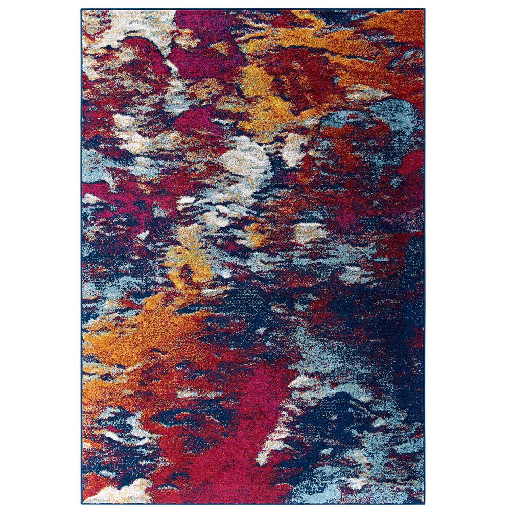 Entourage Foliage Contemporary Modern Abstract 5x8 Area Rug. Picture 1