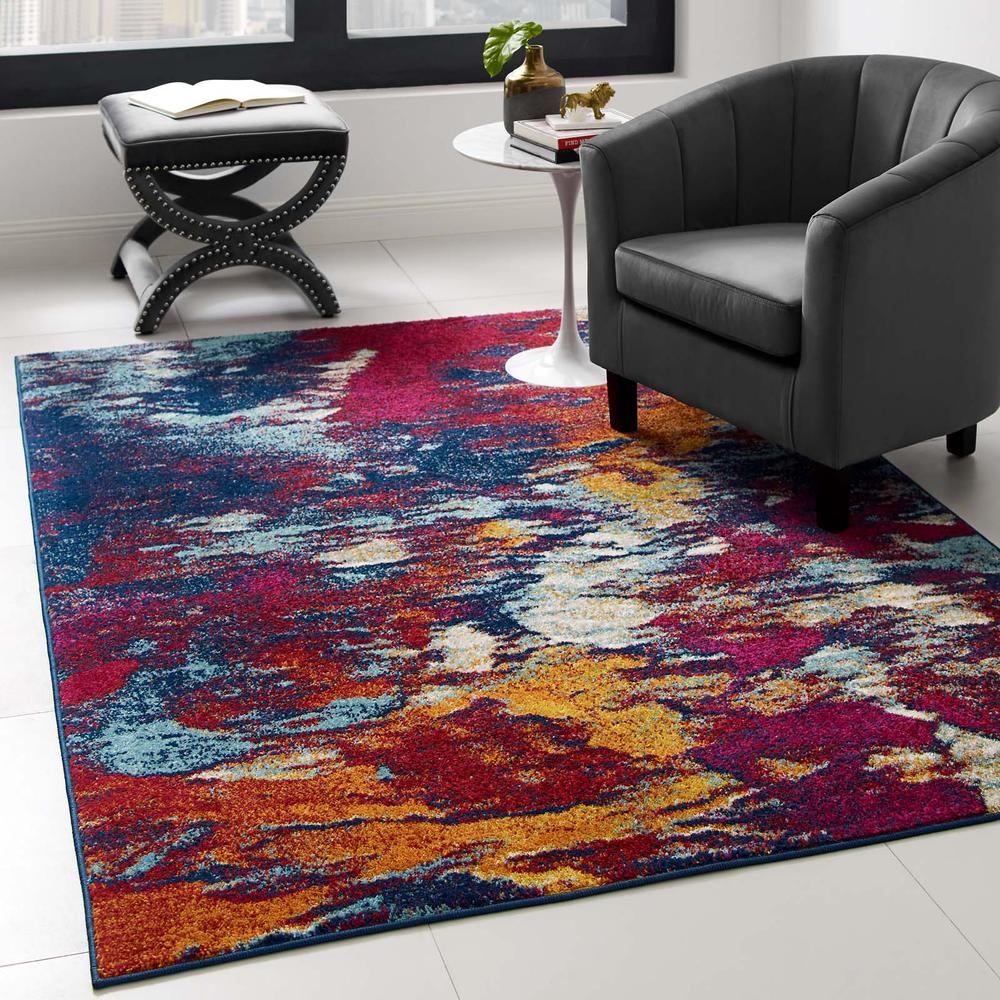 Entourage Foliage Contemporary Modern Abstract 5x8 Area Rug. Picture 8