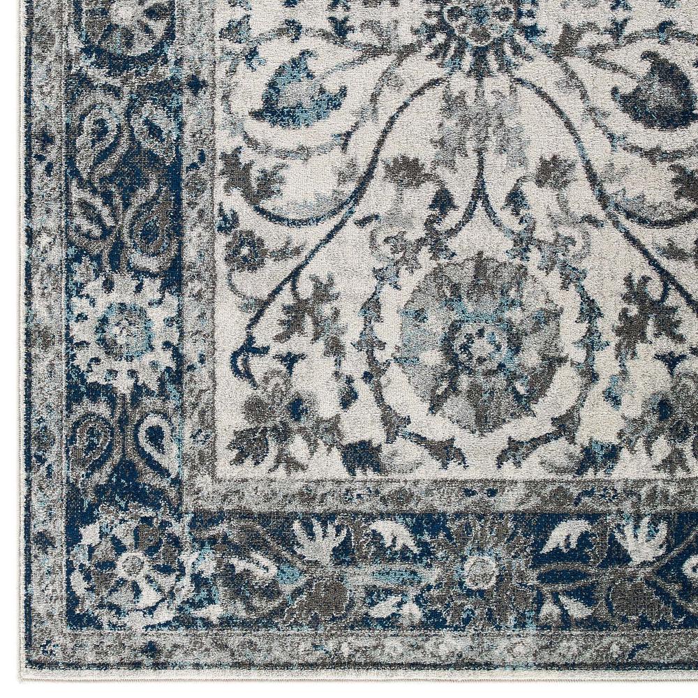 Entourage Samira Distressed Vintage Floral Persian Medallion 8x10 Area Rug - Ivory and Blue R-1174B-810. Picture 2