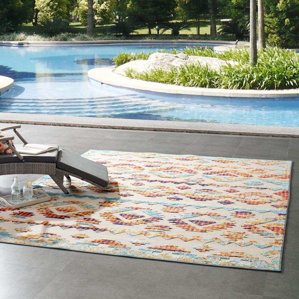 Reflect Takara Abstract Diamond Moroccan Trellis 8x10 Indoor and Outdoor Area Rug - Multicolored R-1180B-810. Picture 8