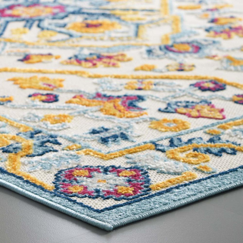 Reflect Freesia Distressed Floral Persian Medallion 5x8 Indoor and Outdoor Area Rug - Multicolored R-1184A-58. Picture 7