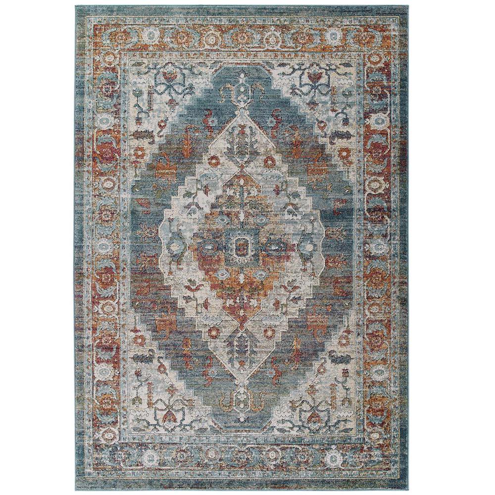 Tribute Camellia Distressed Vintage Floral Persian Medallion 8x10 Area Rug - Multicolored R-1189A-810. The main picture.