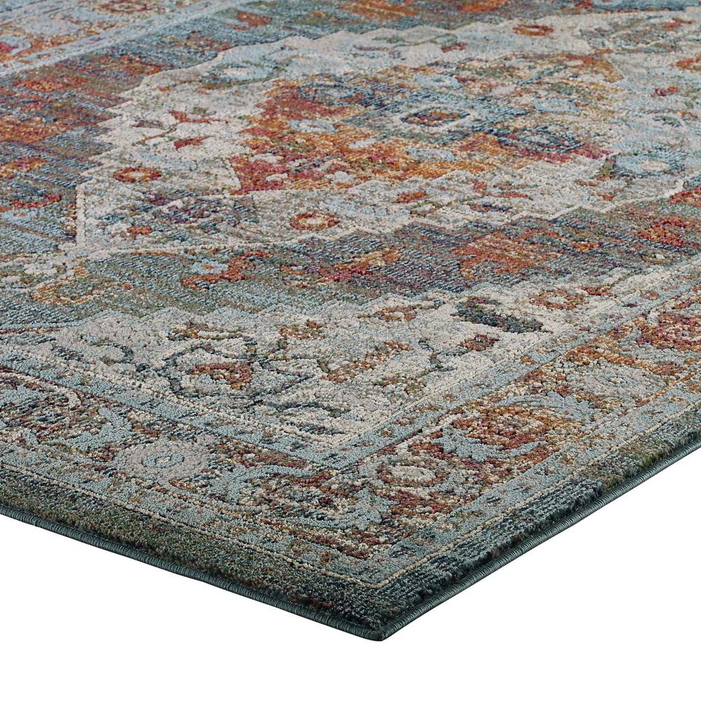 Tribute Camellia Distressed Vintage Floral Persian Medallion 8x10 Area Rug - Multicolored R-1189A-810. Picture 3