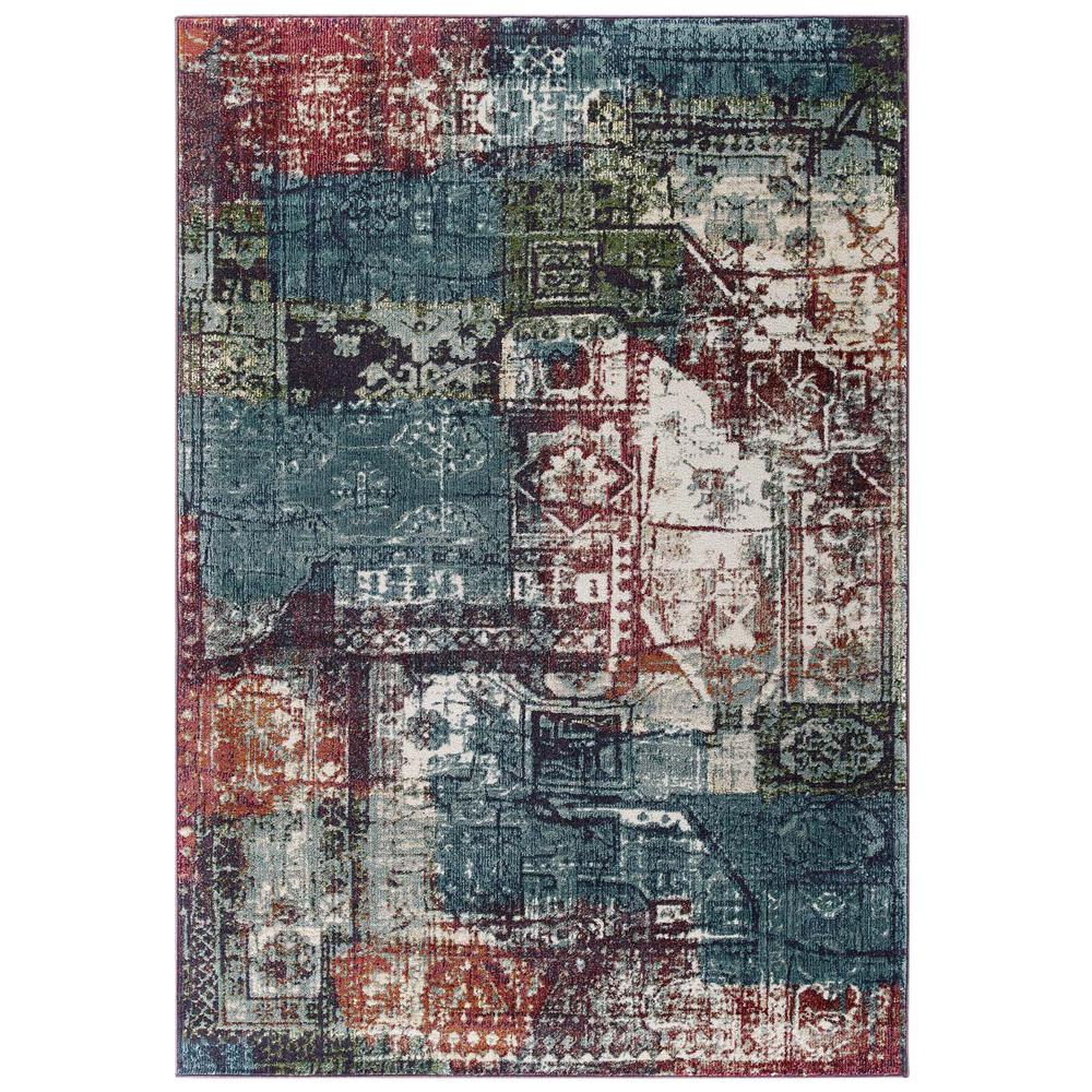 Tribute Elowen Contemporary Modern Vintage Mosaic 5x8 Area Rug. Picture 1