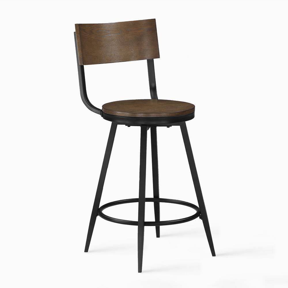 Dalia Brown Wood and Metal Swivel Stool. Picture 3